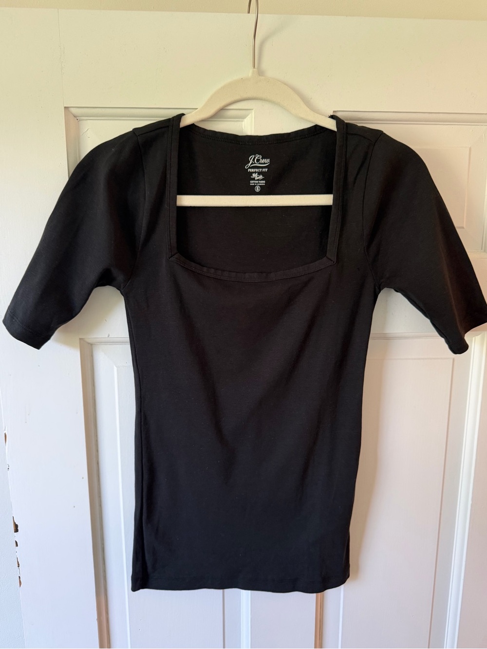 J. Crew Black Square Neck Short Sleeve Tee